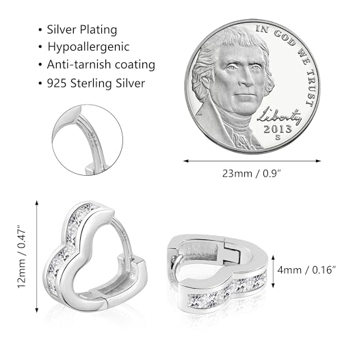925 Sterling Silver Heart Earrings Small Hoop Earrings for Women Cubic Zirconia 14K Gold Plated Hoop Earrings Hypoallergenic Lightweight Earrings Small Huggie Hoops Earrings for Women Trendy4