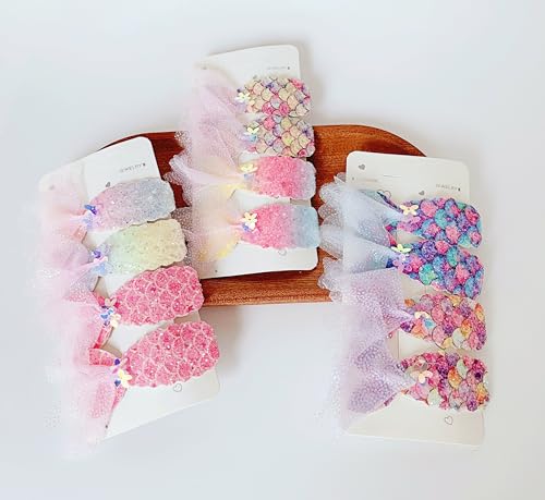 Lemeilleur 12 PCs Cute Mermaid Hair Clips for Girls, Glitter Mermaid No-clip Snap Hair Clips Barrettes Sequins Fish Tail Hairpin Multicolor Hair Accessories (Pack of 12 (6 colors)) image 5