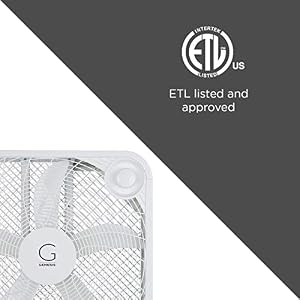 Genesis 20" Box Fan, 3 Settings, Max Cooling Technology, Carry Handle, White (G20BOX-WHT) — photo 6 of 6