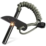 VVAAGG Flint and Steel Fire Starter: 4 Inch Ferro Rod Magnesium Rods Survival Tool with Paracord Handle Thicker Striker