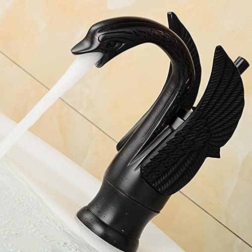 Grifo para lavabo de baño, mezclador de animales negros, grifo ORB, pequeño cisne negro, grifo de baño, lavabo de agua fría y caliente, hermoso grifo torneira BR-11137