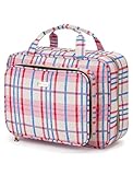 BALULHG Travel Hanging Toiletry Bag for Women, 12'' x 4.3'' x 9'' Makeup Bag Cosmetic Organizer Waterproof with Hanging Hook Multiple Pockets for Women Travel Essentials Plaid Red