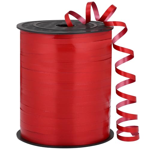 woric 600 Yards Red Curling Ribbon 1/5 Inch Curly Balloon String Ribbon for Party Baby Bridal Shower Wedding Gift Wrapping Balloons Christmas Decor