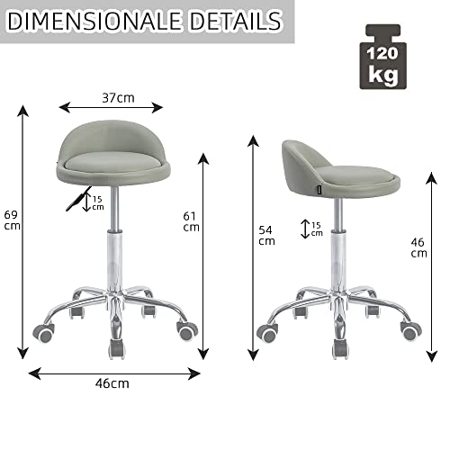 Tabouret de coiffure Mingone à roulettes pour salon et coiffeuse