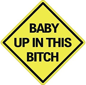 Baby Up in This Bitch Sticker Funny Auto Decal Bumper Vehicle Safety Sticker Sign for Car Truck SUV