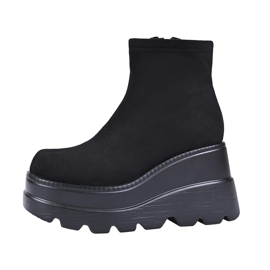 Women's Chelsea Boots Fashion Platform High Heel Ankle Booties Anti-Slip Outsole Platform Chunky Wedge Boots lady dress jeans Winter Fall boots