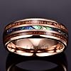 VAKKI Tungsten Carbide Hawaiian Koa Wood Ring for Men 8mm Abalone Shell Inlay Rose Gold Wedding Band Size Z+2 #3