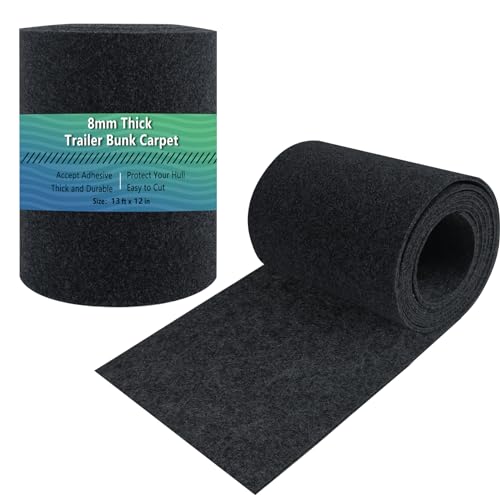 Boat Trailer Bunk Carpet,Bunk Carpets for Boat Trailers,13ft x 12in Boat Trailer Carpet,8mm Thickness Jet Ski Bunks, Boat Trailer Bunks(Black,2 Pack)