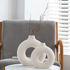 Vasi -in Ceramica Set di 2,Vase Decoratif Vaso Ceramica Rotondo da Fiori Decorativo in Stile Moderno,Vasi Decorativo Fiori,Nordic Minimalismo Stile,per Soggiorno,Ufficio,Tavolo Decor