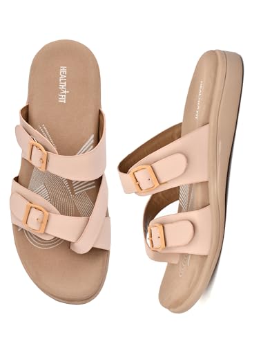 Image of HEALTH FIT EXTRA SOFT Women's Comfortable Memory Foam Doctor Slippers /Flip-Flops|Fashionable Casual & Stylish|Lightweight & Breathable|Outdoor Synthetic Casual Chappals Sandals Ladies & Girls HF30