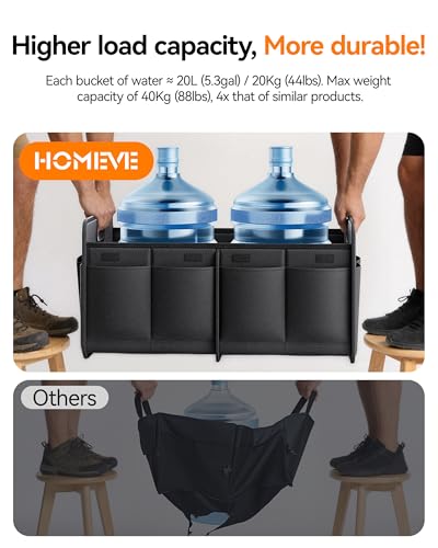 Image of Homeve Car Trunk Organizer for SUV, Small Compact Size No-Sag Heavy Duty, 7 Pockets Foldable Waterproof Anti-Slip Storage, Fit Sedan, Truck, Front Seat, Universal Car Accessories, Black, 2 Compart