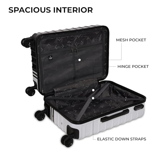 Image of Nasher Miles Vegas Hard-Sided Polycarbonate Check-in Luggage 28 inch | 75cm | 8 Wheels Large Trolley Bag for Travel | Suitcase (Black & White)
