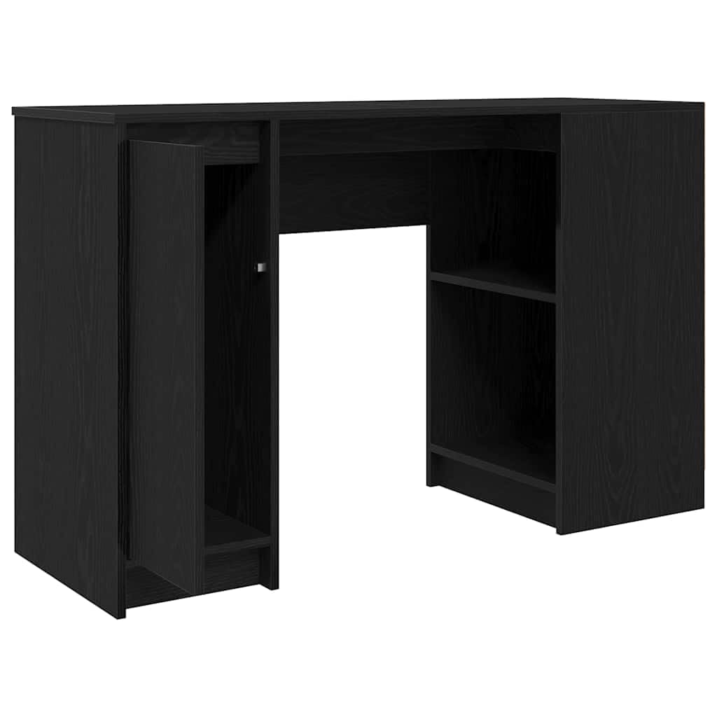 Scrivania Porta PC Rovere Nero 120x42x76 cm in Legno Tecnico | Tavolo da lavoro salvaspazio con scomparti integrati, ideale per organizzare studio, soggiorno o ufficio domestico.