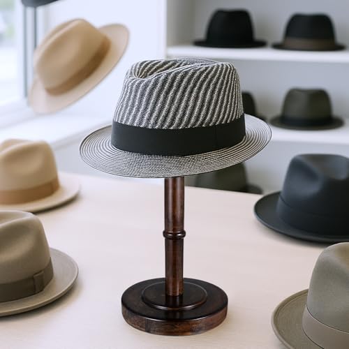 Support chapeau cowboy marron en bois Ptwola avec dôme de 13 cm pour commode