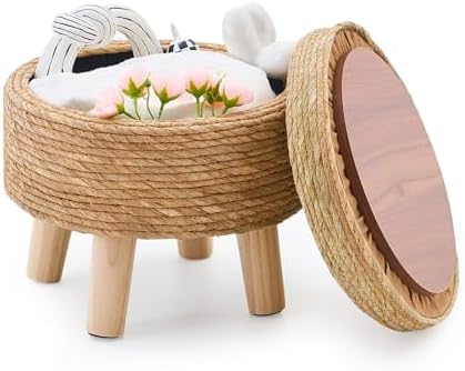 Cpintltr Storage Ottoman Poufs Handwoven Footstool Natural Seagra...
