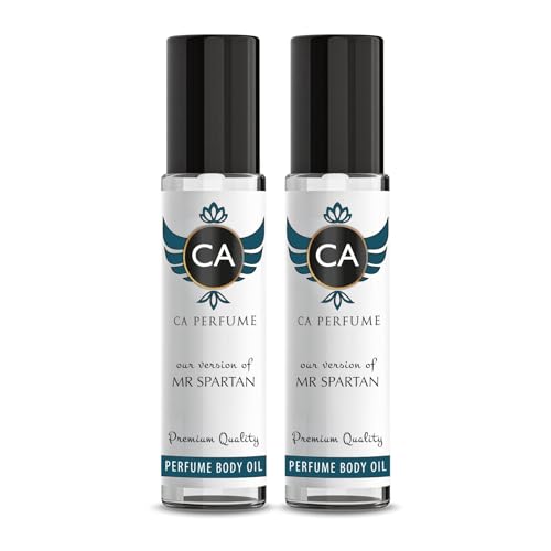 CA Perfume Impression of Mr. Spartan for Men Eau De Parfum Aromatic Fougere Scent Long Lasting Cologne for Men Travel Size TSA Ready for Day and Night Wear 0.33 Fl Oz 10ml (Pack of 2)