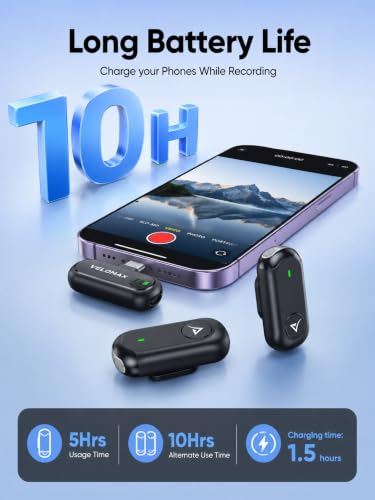 Image of VELOMAX Mini Microphone Mic Wireless for YouTube, Magnetic Mic Wireless for Vlogging Type C Plug & Play Recording Mics for Video Live Streaming 65FT Range Stable Connection for Android /PC /iPad