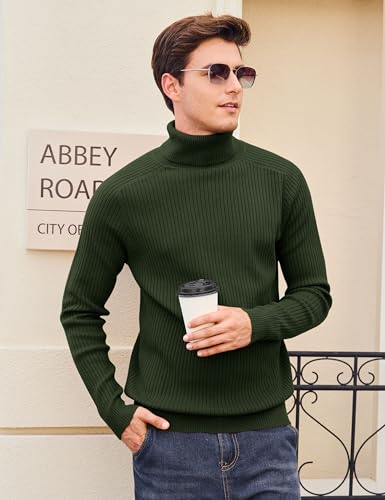 Cotrasen Men's Knit Turtleneck Sweater Ribbed Long Sleeve Solid Pullover Sweater Casual Winter Thermal Sweater Tops3