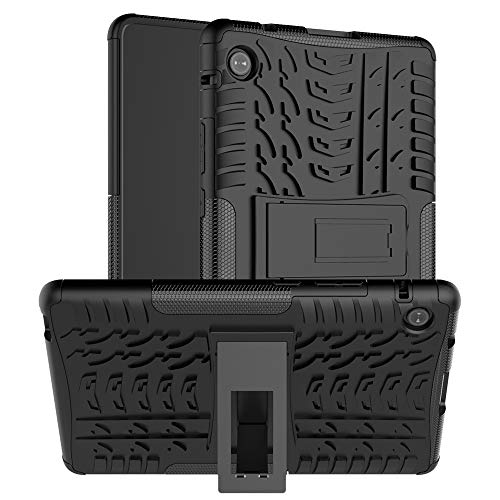 QYiD Custodia per Huawei MediaPad T3 7.0, Hybrid Armor TPU Silicone & Duro PC Protezione Cover con Kickstand per Huawei MediaPad T3 7.0' 2017 BG2-W09, Nero
