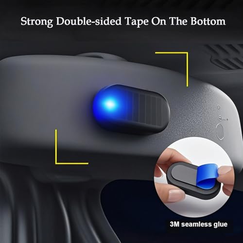 ANKI HAPPIGO 2Pcs Car Solar Power Simulated Dummy Alarm Device Anti-Theft LED Flashing Security Light Fake Lamp Automotive Warning Interior Safety Lights with USB Charger Port (2 Blue) - Thumbnail 5