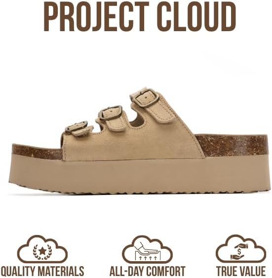 Project Cloud 100% Genuine Leather Platform Sandals Women Footwear - Comfortable Womens Slides Memory Foam Insole - Non Slip Water-Resistant 3-Strap Wedge Sandals for Women 2026 (Dyan) - Image 3