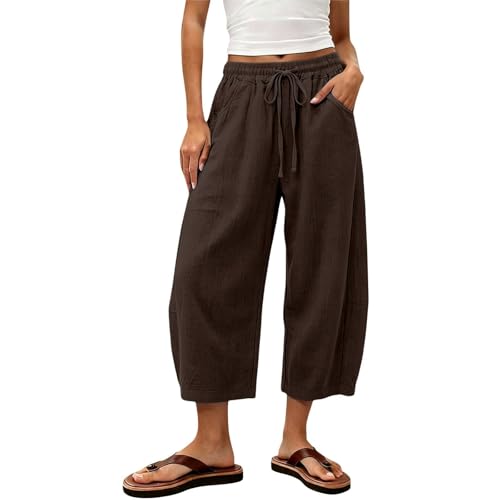 Pantalones de cimitarra Mujer Verano Frescos 3/4 Pantalon Talla Grande Pantalón Deportivo Shorts Respirable Moderno Pantalones Cortos Palazzo Bolsillos Urbano Short Yoga Jogger Corre