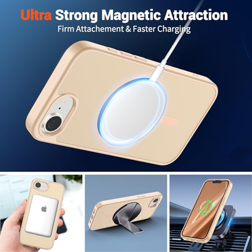 Image of SUPFINE Magnetic for iPhone 16e Case 2025 (Compatible with MagSafe)(Military Grade Drop Protection) Slim Translucent Matte Shockproof with Anti-Fingerprint Phone Case,Sand Pink