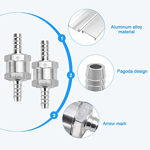 VCRANONR 2 Stück Kraftstoff Rückschlagventil Aluminium Benzin Rückschlagventil Diesel mit 4 Stück Kraftstoffschlauch Federklemmen Kraftstoffrückschlagventil für Dieselöl Pflanzenöl Wasser (8mm)