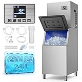 Lioncho 680LBS/24h & 560 LBS Storage Bin Commercial Ice Maker Machine, Ice Ready in 8-15 Min, ETL Approval Self Cleaning Stainless Steel Industrial Ice Machine for Bar Restaurant Cafe, Silver