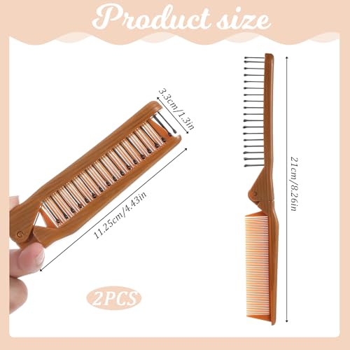 Peine de viaje plegable, set de 2 piezas compacto y portátil miniatura 3