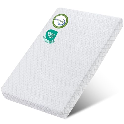 Image of HREVAI Pack and Play Mattress 38x26 Dual-Sided Thick Memory Foam for Pack n Play Mattresses Pad Playpen Mattress for Baby Toddler with Removable Washable Cover