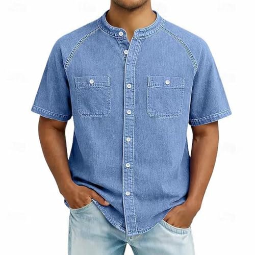 Chemise denim manches courtes homme robuste contre la chaleur