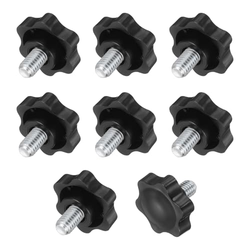 uxcell 10Pcs 3/8"-16 Star Knobs, 0.5" Threaded Stud Plastic Male Clamping Knob Screw Hand Tightening Replacement Knob for Industrial Furniture Tools Jigs Clamps, Black