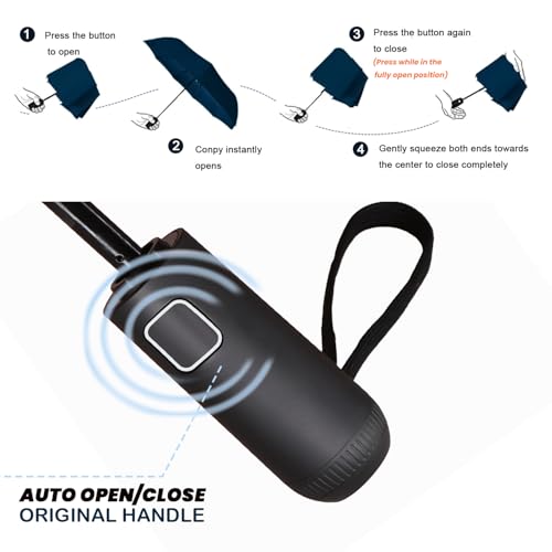Image of SIEPASA Umbrella for Men - Automatic Large Size Foldable Umbrella with Travel Cover for Man and women - 3 fold Windproof umbrella