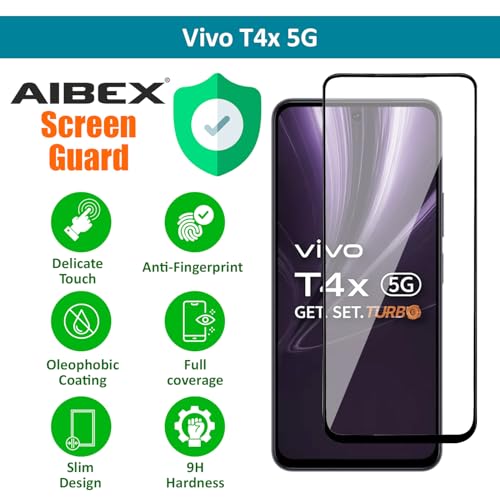 Image of AIBEX Tempered Glass for Oppo A3 Pro 5G / Y58 5G / Y38 5G / T3X / T4X / IQOO Z9X / VIVO Y29 5G / REALME 14X / Y39 5G /Y19S| Water Resistant | Edge-to-Edge Full Screen Protector | Bubble-Free Installation