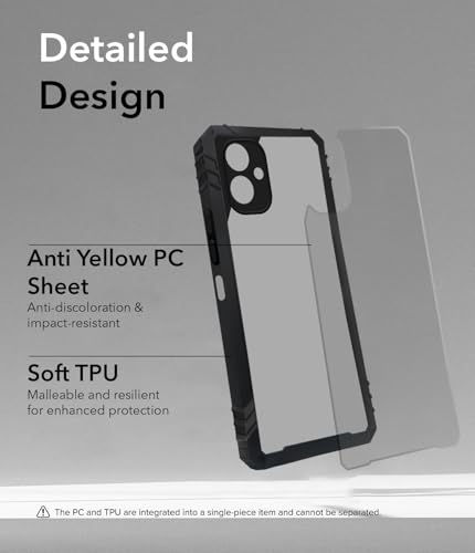 Image of Jkobi Back Cover Case for Samsung Galaxy A06 (Ultimate Shockproof Bumpers | Anti Yellow | Rugged Armor | Hybrid PC | Black)