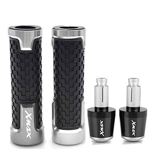 Poignées de guidon XMAX 300 antidérapantes avec bouchons de protection argent