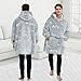Mewkou Wearable Blanket Hoodie for Adult,Oversized Sherpa Fleece Blanket Hoodie for Women Men,Glow in The Dark Dinosaur Fossil