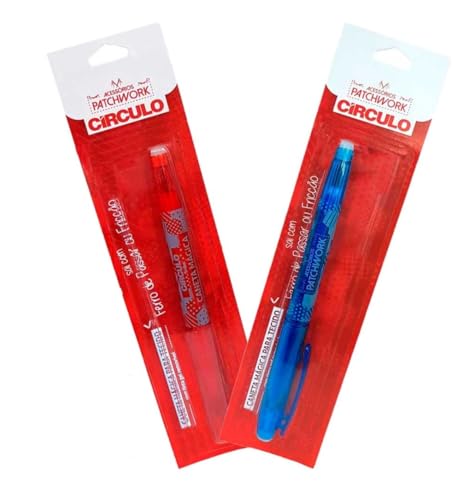 Kit Caneta Mágica Fantasminha Azul e Vermelha - Circulo | Apaga com Ferro | Ideal para Patchwork, Co