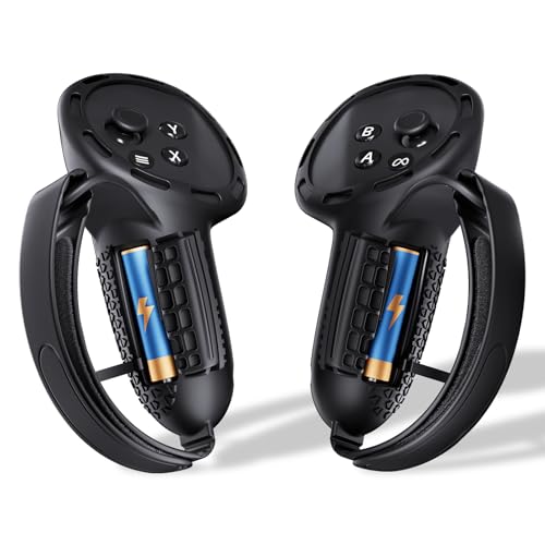 SUPERUS Poignées de contrôleur améliorées Couverture compatible avec Meta Quest 3S/Quest 3 Accessoires, Poignées de contrôleur tout-silicone pour Quest 3S/Quest 3 avec ouverture de la batterie et protection des paillettes
