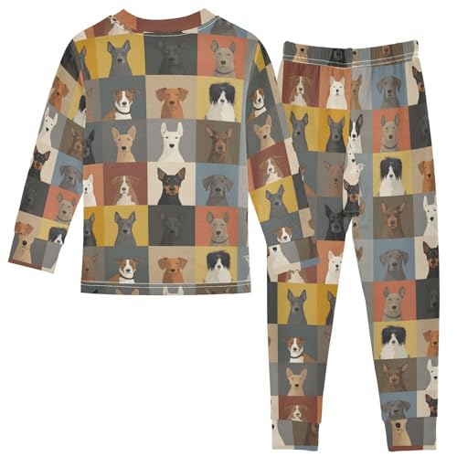 Cartoon Pajamas Set Dog Long Sleeve PJs Cotton Jammies Sleepwear Top and Pants Multicolor2