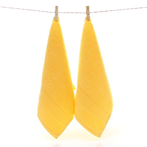 Lot de 8 serviettes jaunes en coton doux et absorbant pour la maison et le sport