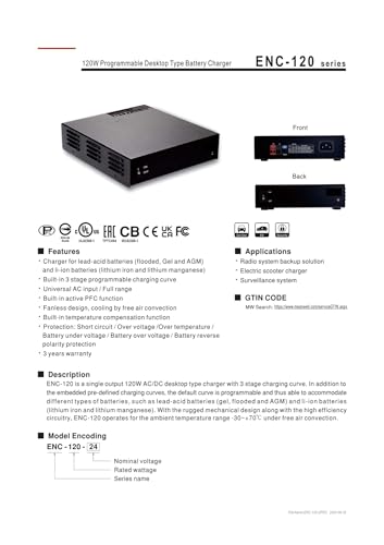 Module d'alimentation 120 W programmable ENC-120-48 pour batterie