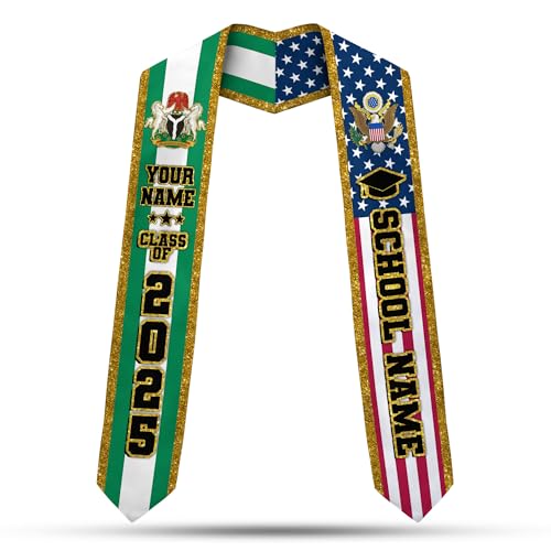 MonkeyVan Custom Nigerian Graduation Sash, Nigeria Stole Customize, Nigerian Stoles For Graduation 2025, Class of 2025 M77