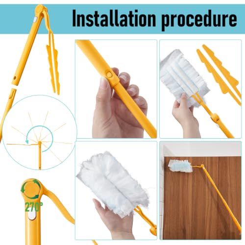 Image of Colingmill 4 Pack Replacement Duster Handles, 3 Ft Extendable, Yellow