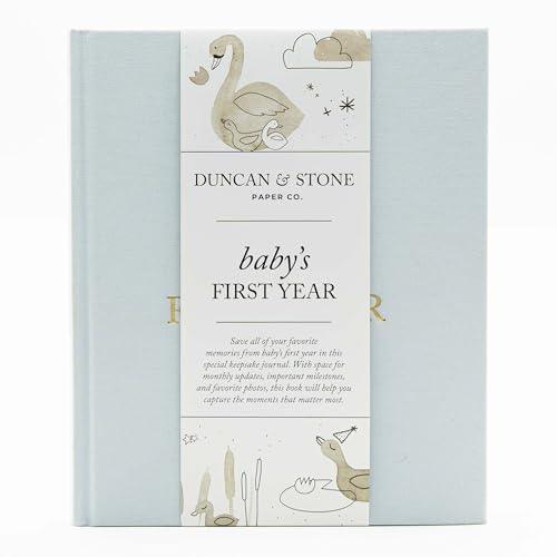 Image of Baby First Year Book - Heirloom Keepsake Baby Memory Book to Record Important Milestones, Photos & More - Pregnancy Books (Sky Blue,112 Pages)
