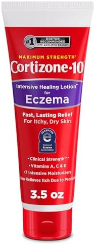 Cortizone-10 Maximum Strength Intensive Healing Itch Relief Lotion for Eczema, 1% Hydrocortisone, Fast-Acting, Anti-Itch Cream for Minor Skin Irritations, Rashes and Inflammation Due to Eczema, 3.5 oz