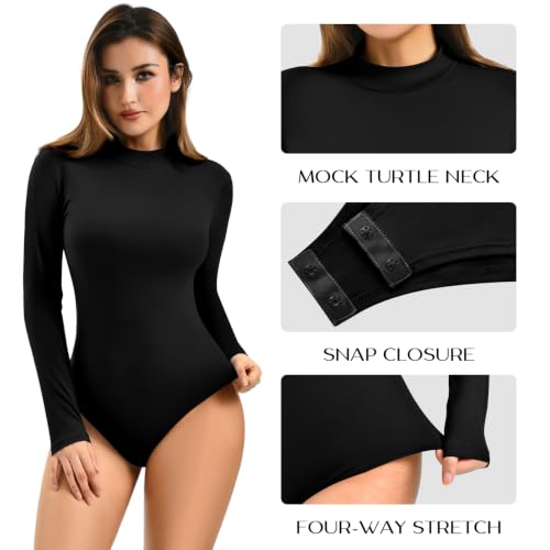 Women's Long-Sleeve Mock Turtleneck Bodysuit - image 4