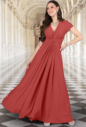 Image of KOH KOH Womens Long Flowy Cap Sleeve Empire Waist Cocktail Maxi Dress Gown