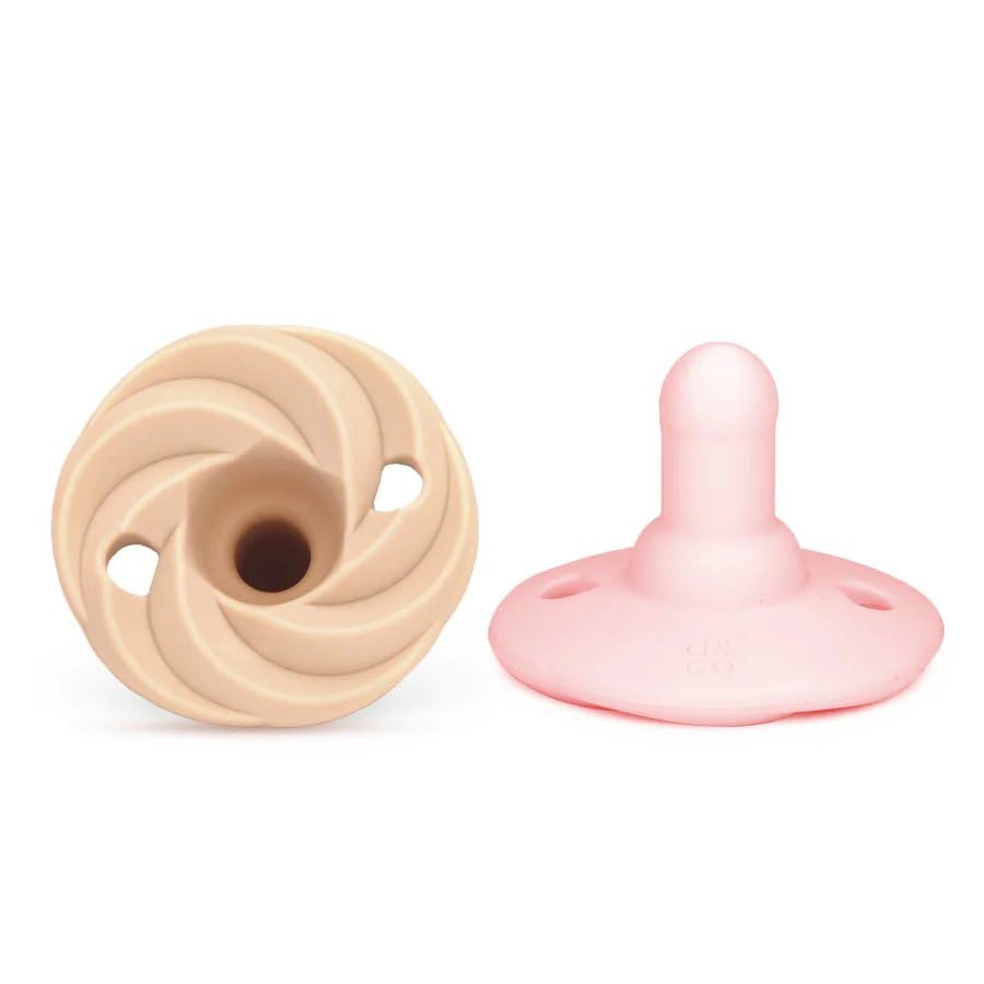 Image of Doodle & Co. Holland Classic Pacifier for New Born Babies | BPA Free Natural Nipple Shape 100% Silicone for Infants | Helps Promote Healthy Oral Development | 0-3 Months | Blush /Smash Cake
